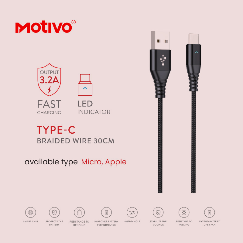 TYPE-C Braided wire 30cm